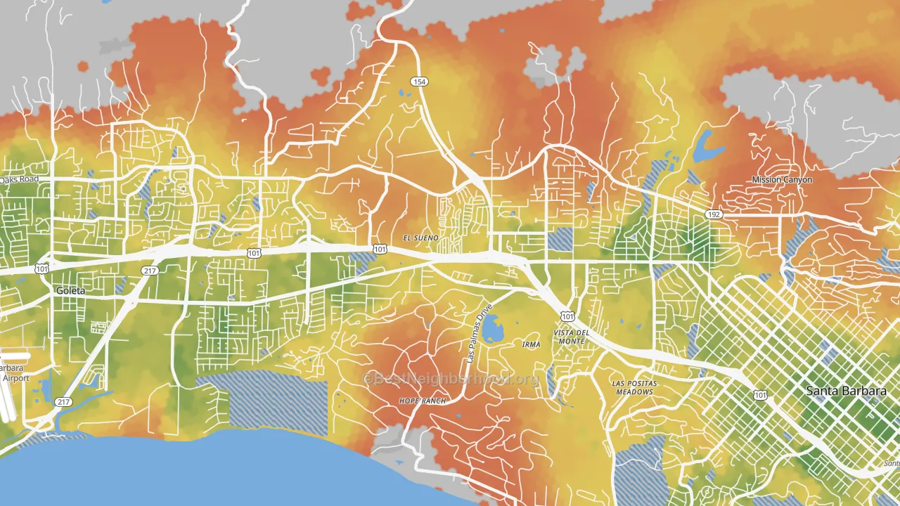 Bike Grade map of 93110, CA