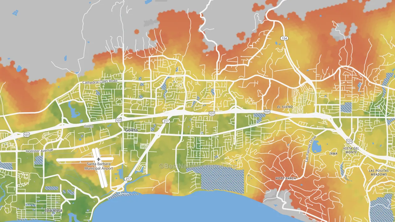 Bike Grade map of 93111, CA