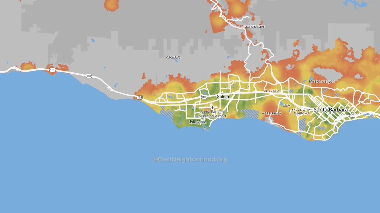 Bike Grade map of 93117, CA
