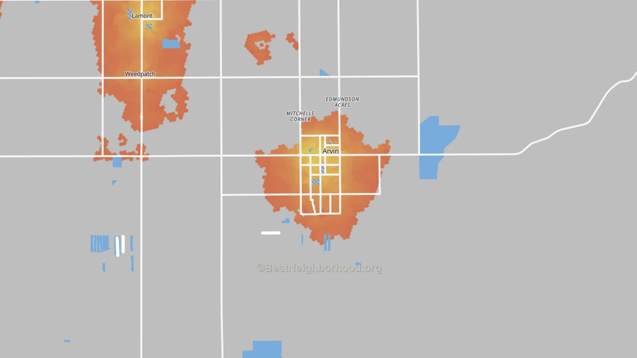 Bike Grade map of 93203, CA