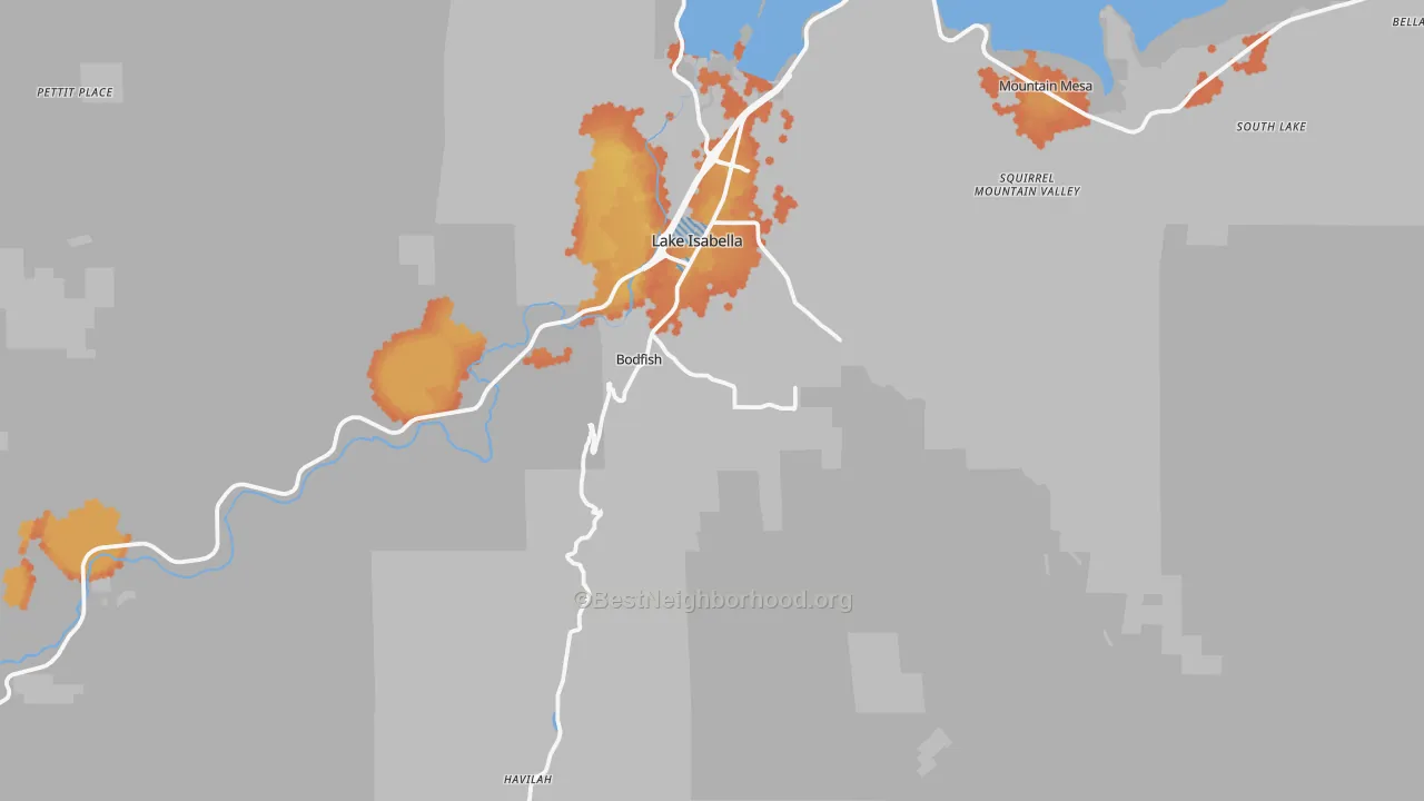 Bike Grade map of 93205, CA