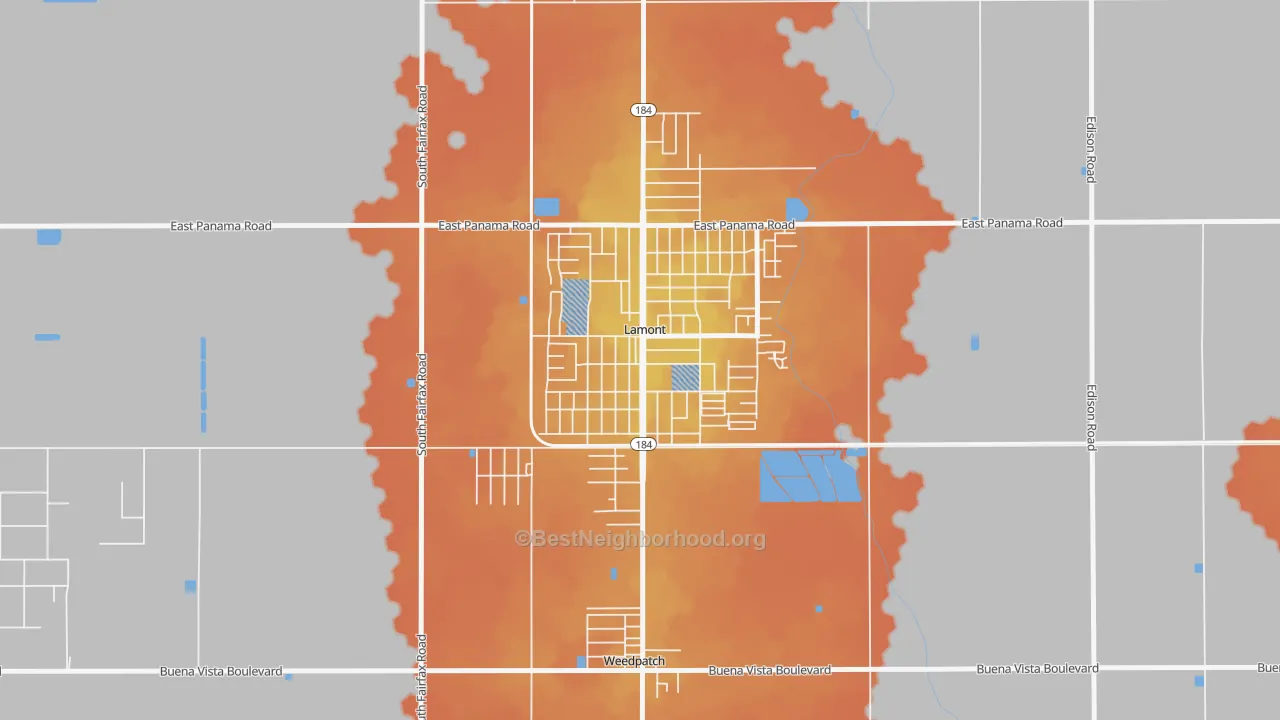 Bike Grade map of 93241, CA