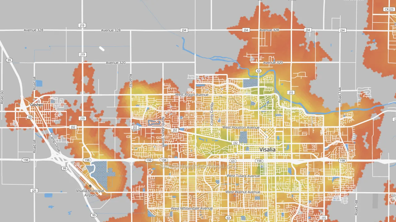 Bike Grade map of 93291, CA