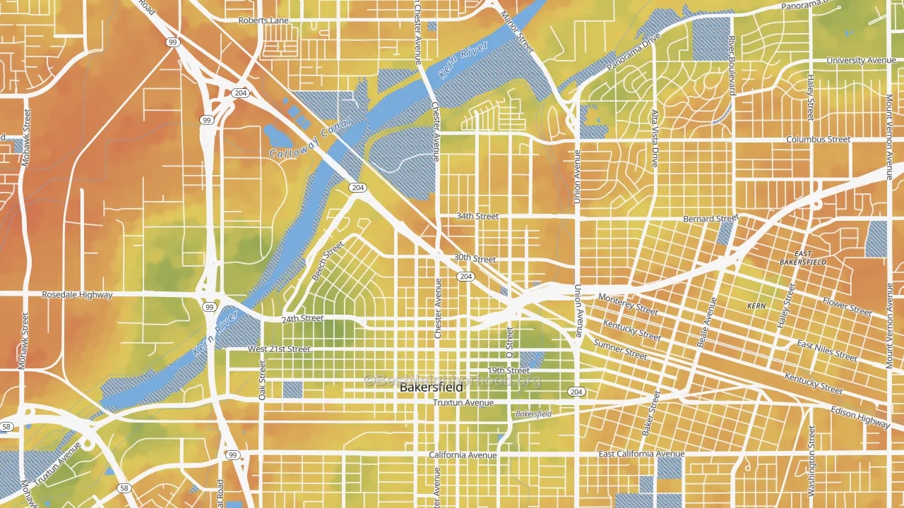 Bike Grade map of 93301, CA