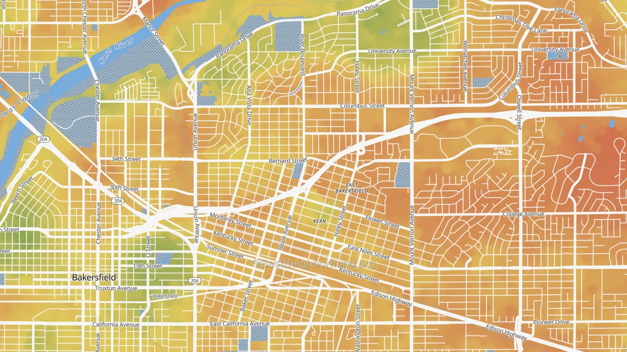 Bike Grade map of 93305, CA