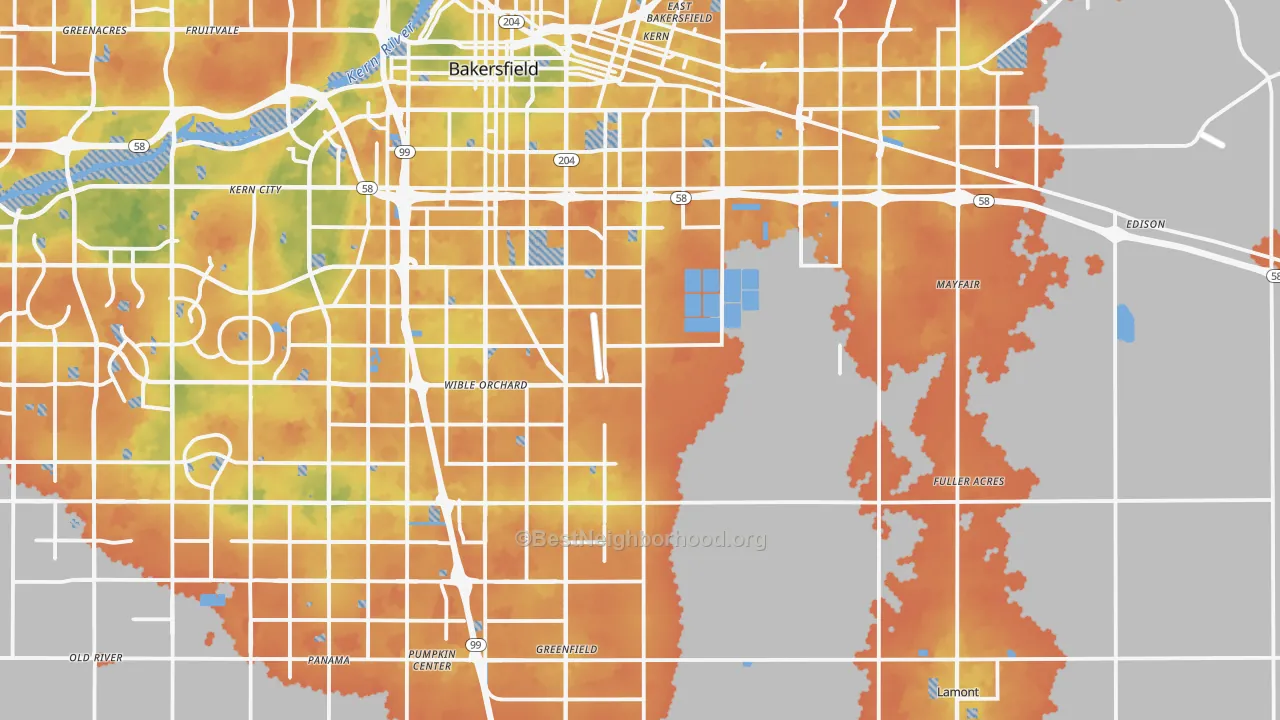 Bike Grade map of 93307, CA