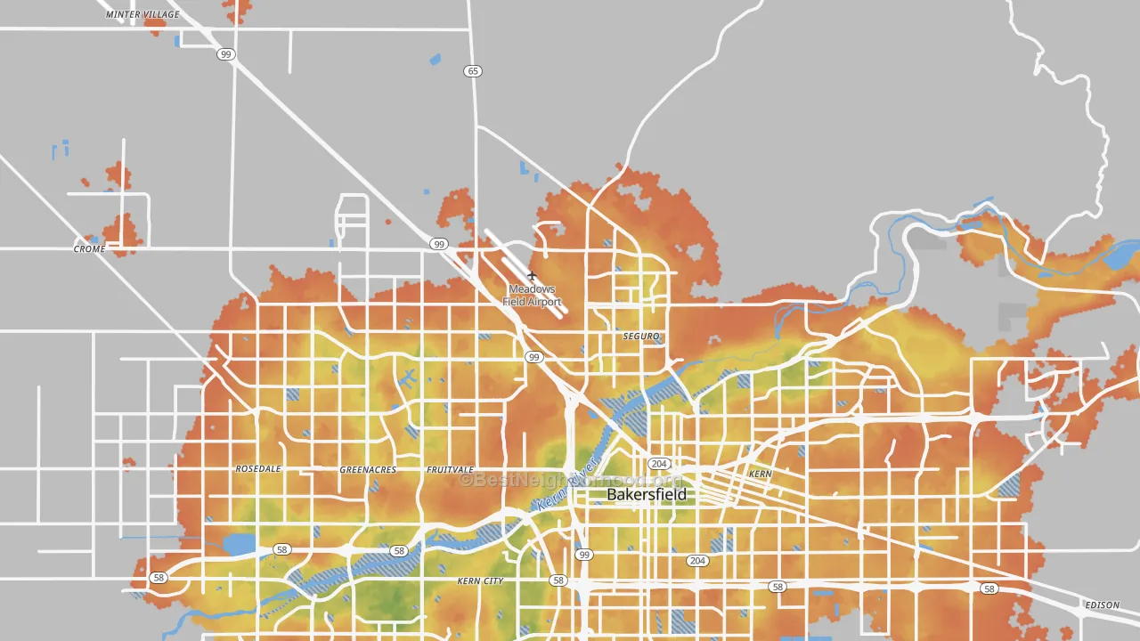 Bike Grade map of 93308, CA
