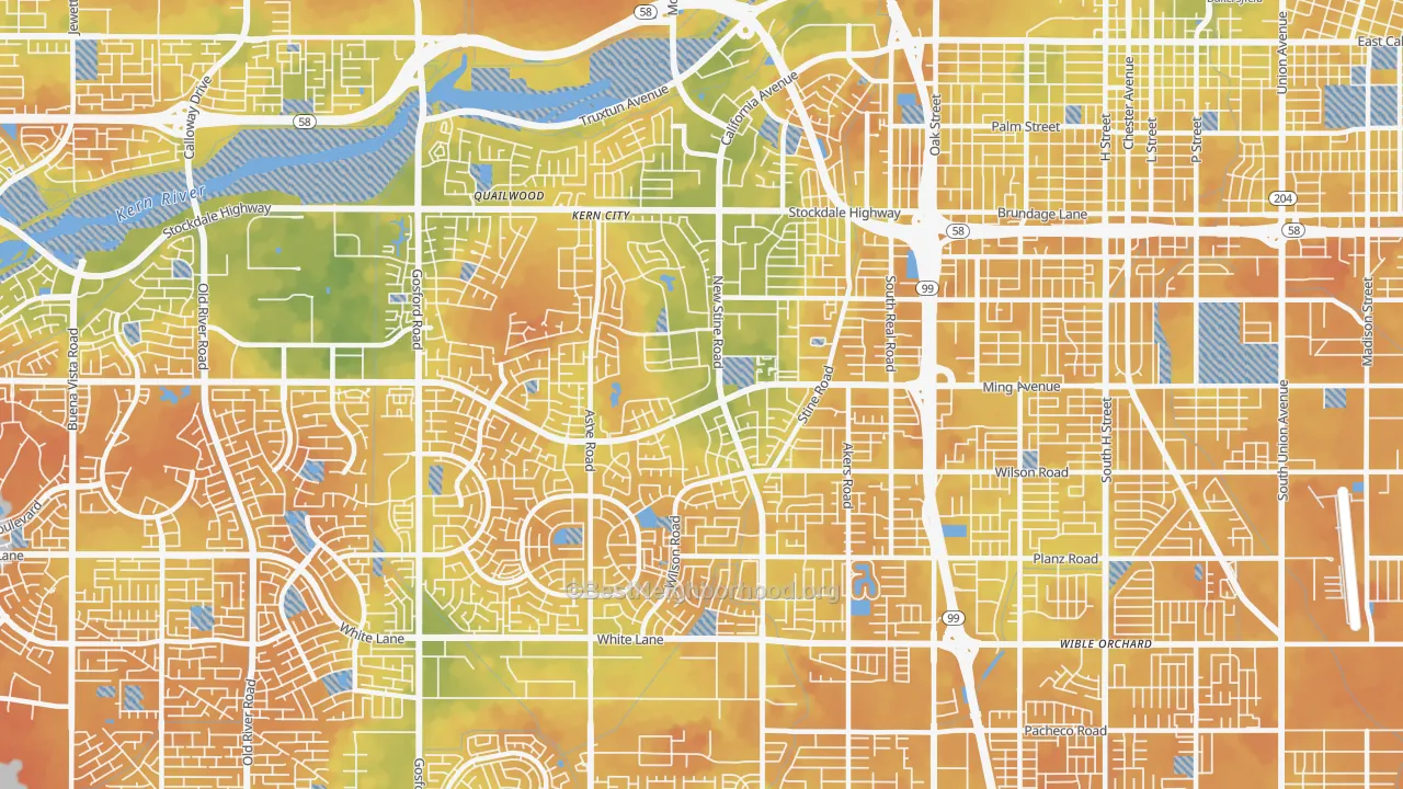 Bike Grade map of 93309, CA