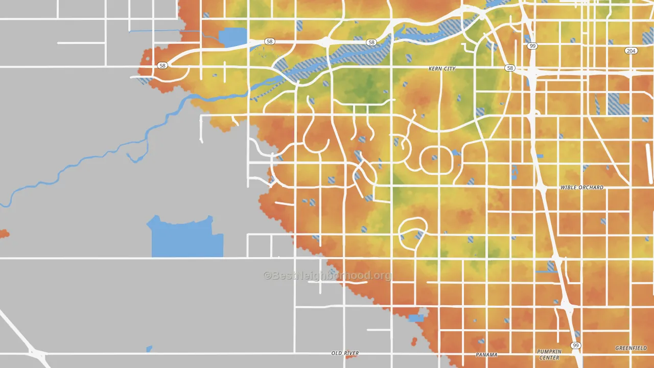 Bike Grade map of 93311, CA