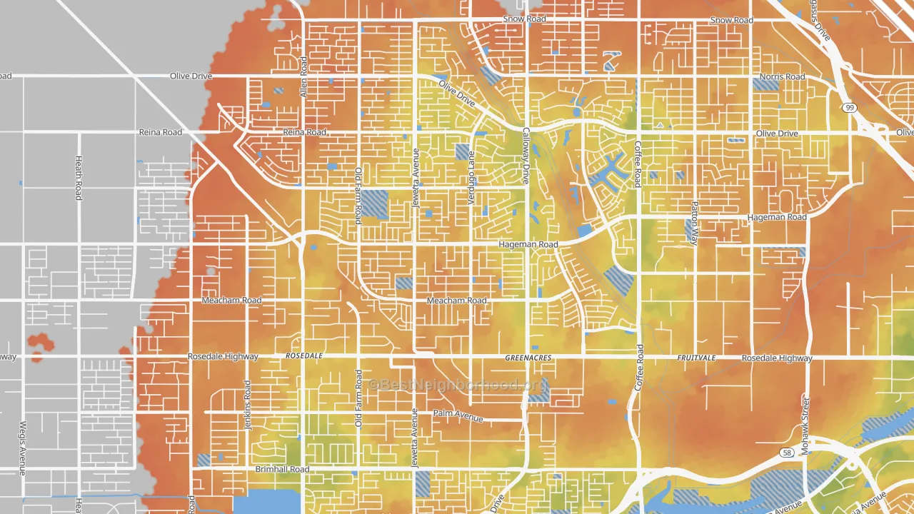 Bike Grade map of 93312, CA