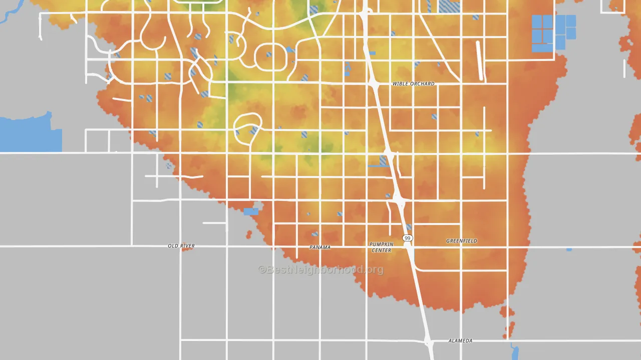 Bike Grade map of 93313, CA