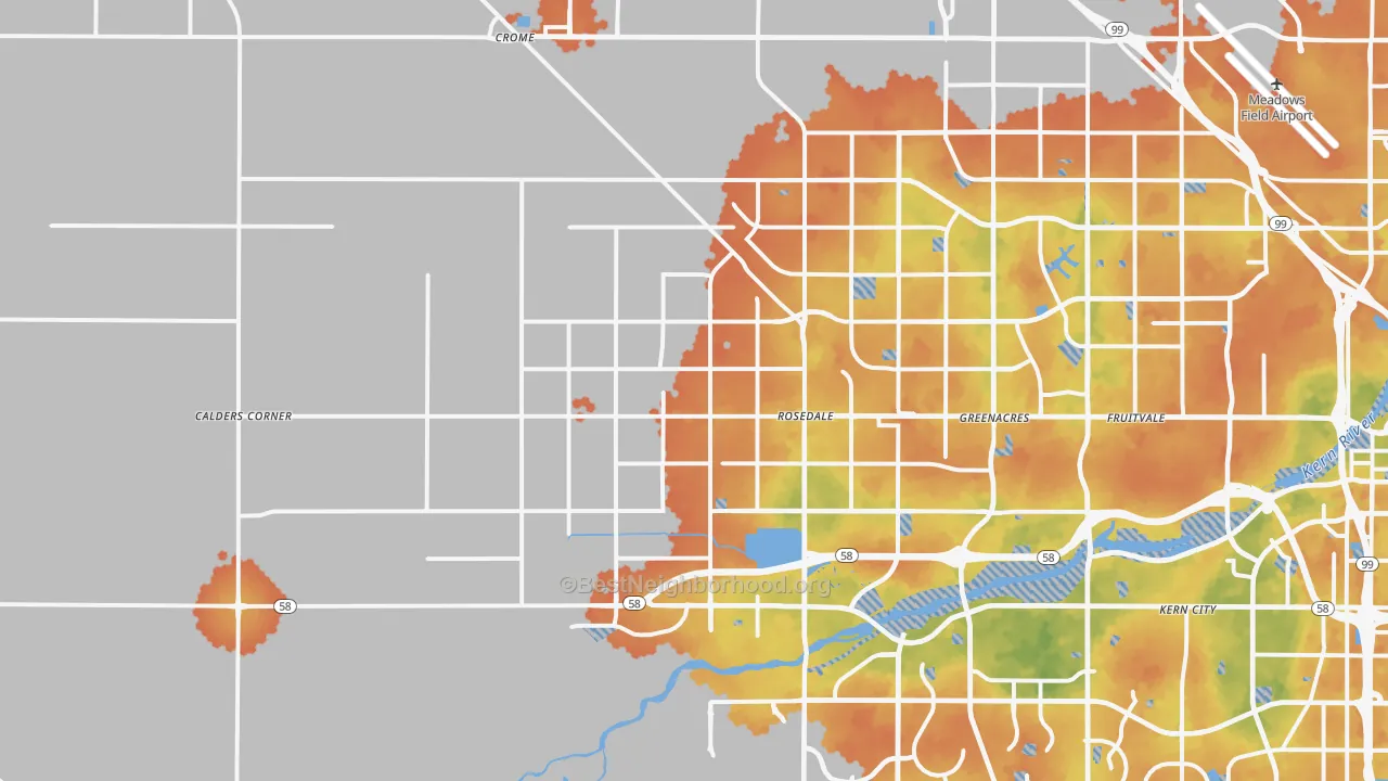 Bike Grade map of 93314, CA