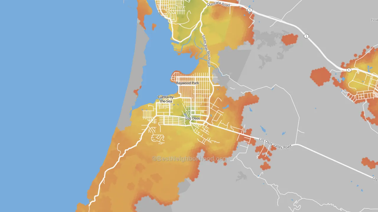 Bike Grade map of 93402, CA