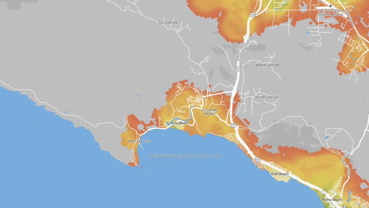 Bike Grade map of 93424, CA