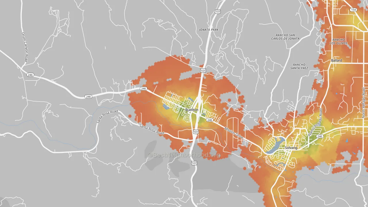 Bike Grade map of 93427, CA