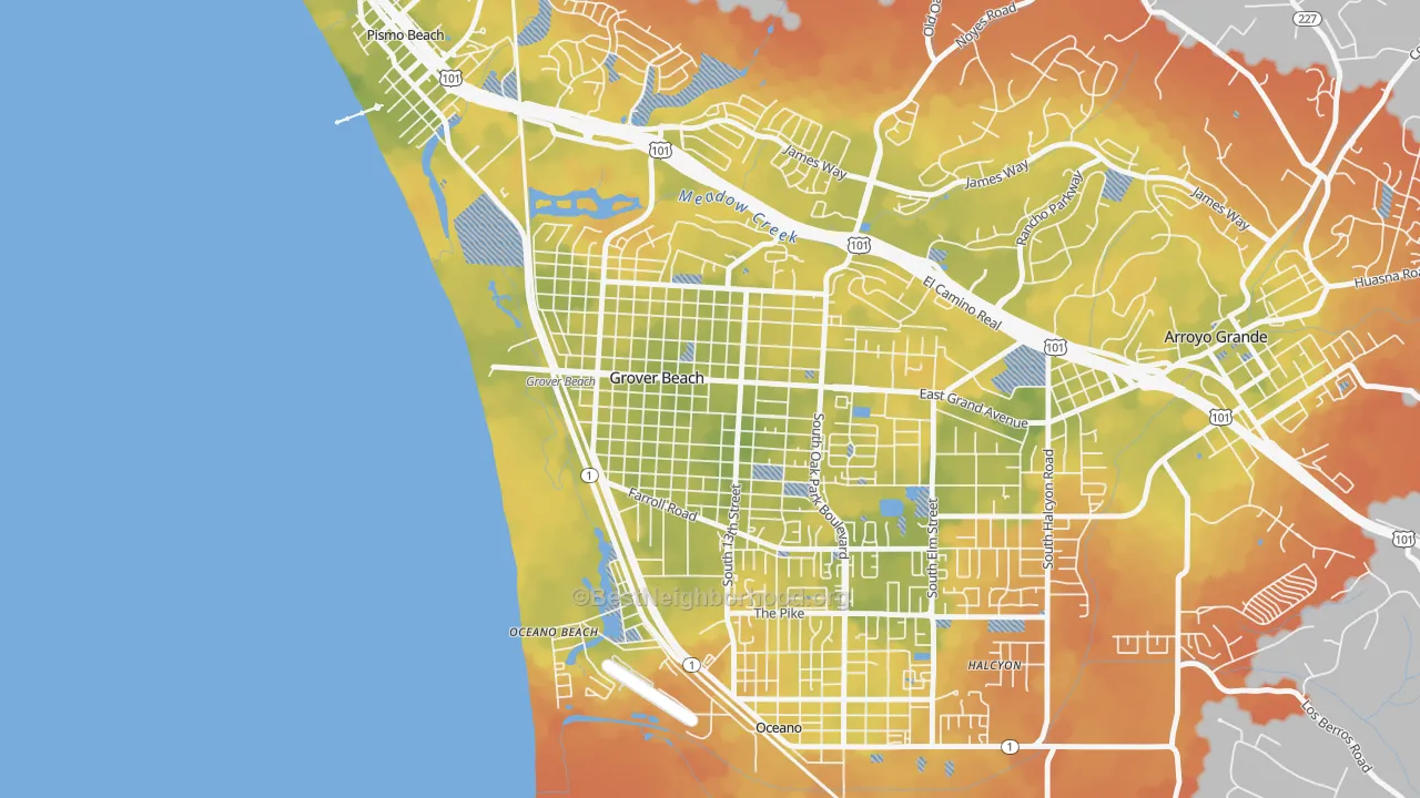 Bike Grade map of 93433, CA