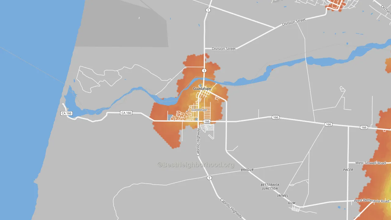 Bike Grade map of 93434, CA