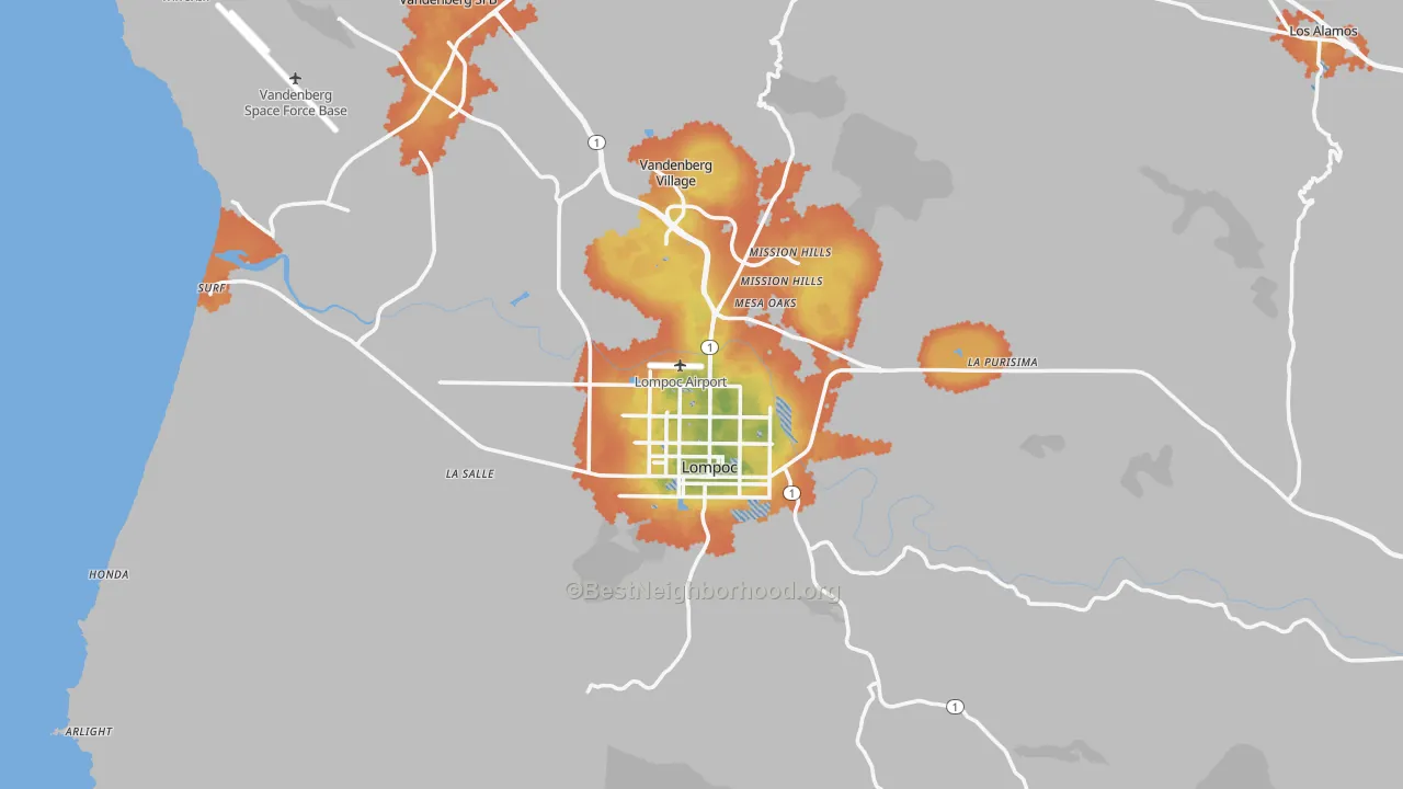Bike Grade map of 93436, CA
