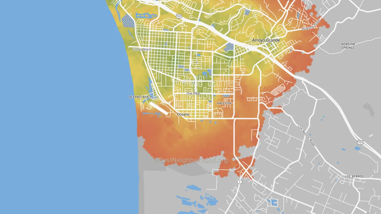 Bike Grade map of 93445, CA