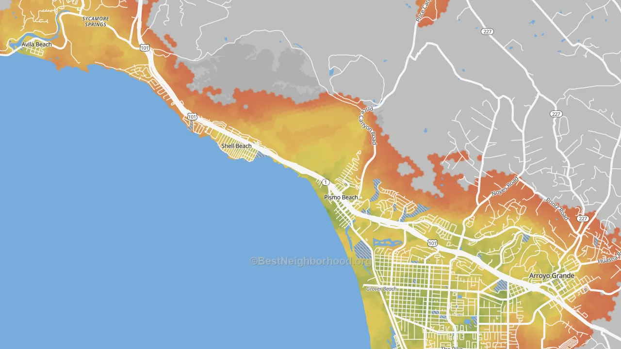Bike Grade map of 93449, CA