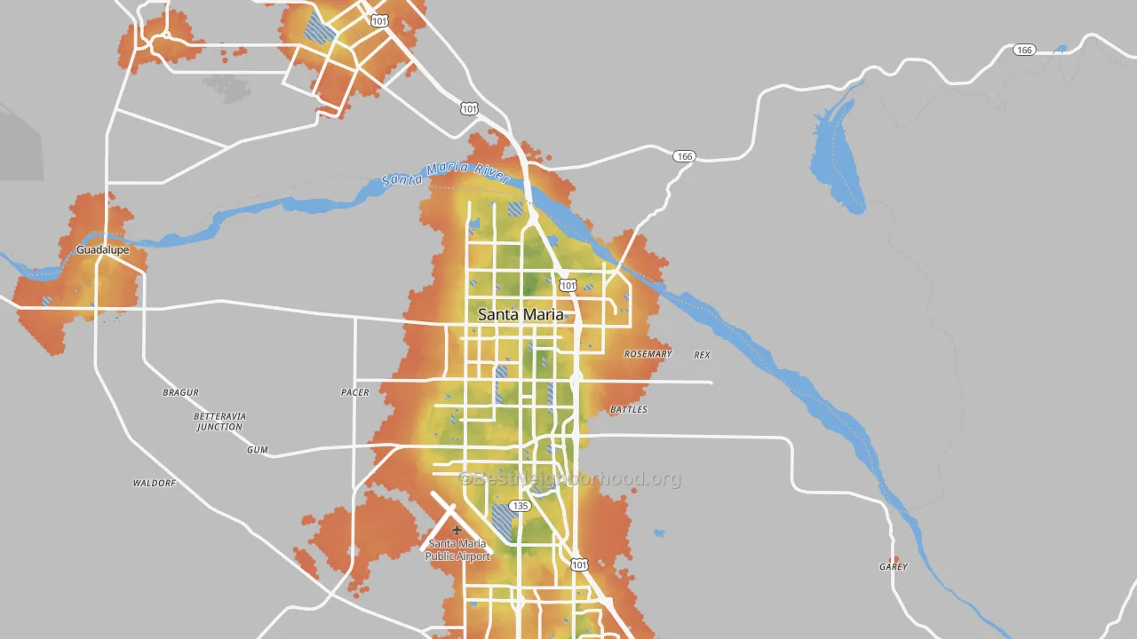 Bike Grade map of 93454, CA