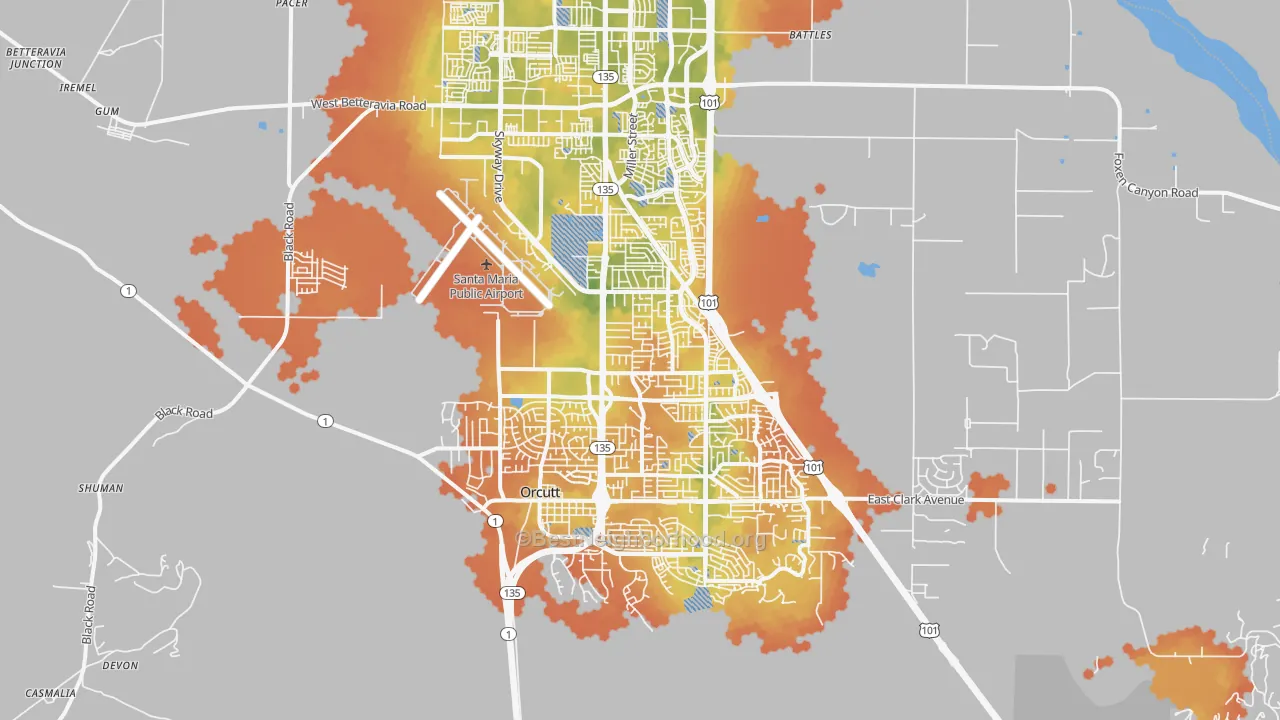Bike Grade map of 93455, CA