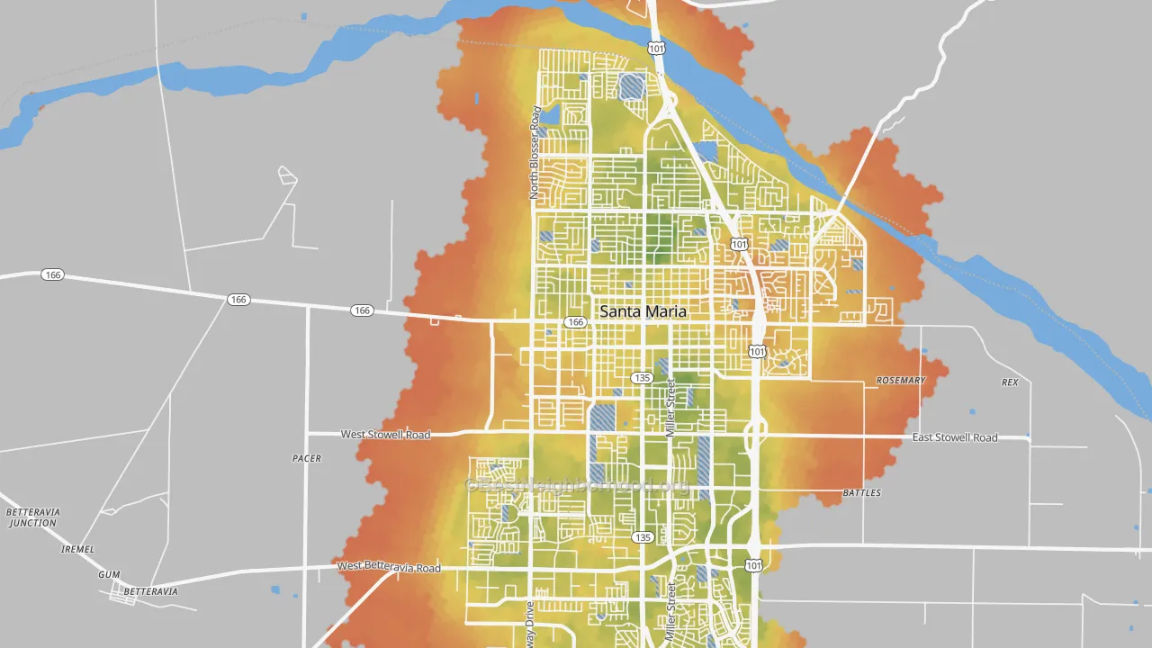 Bike Grade map of 93458, CA