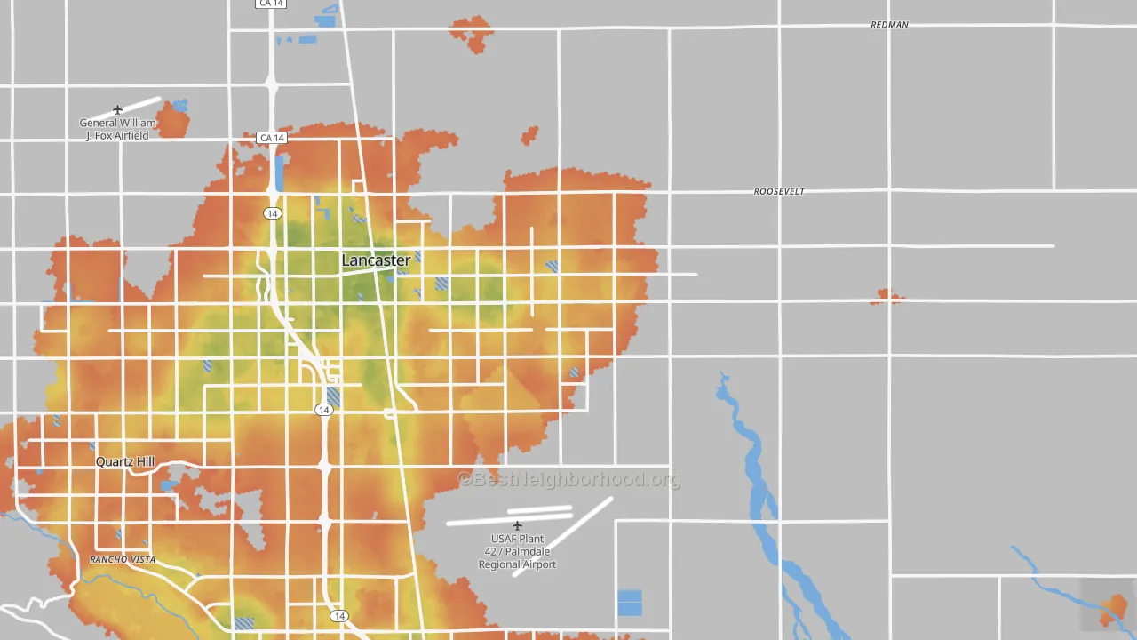 Bike Grade map of 93535, CA