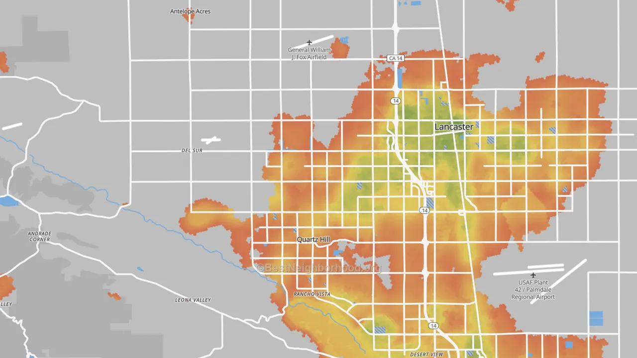 Bike Grade map of 93536, CA