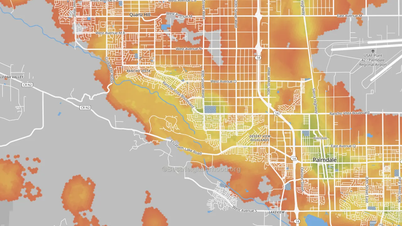 Bike Grade map of 93551, CA