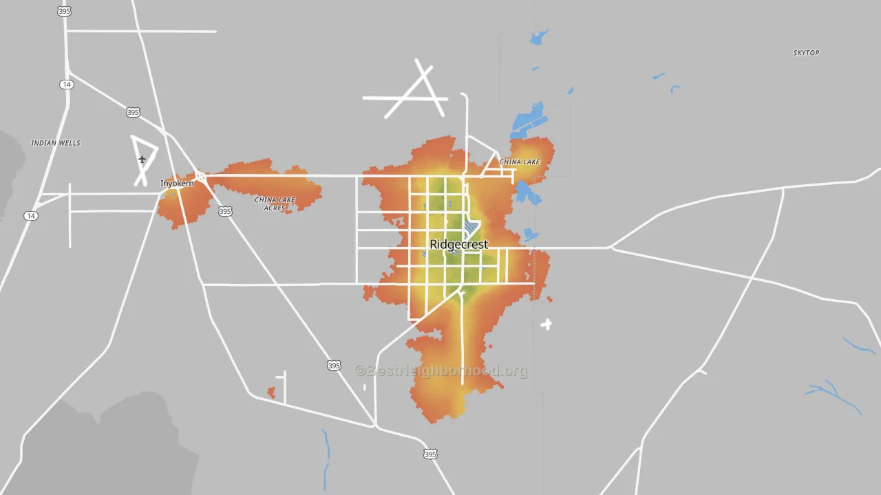 Bike Grade map of 93555, CA