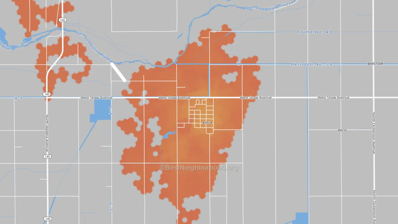 Bike Grade map of 93606, CA