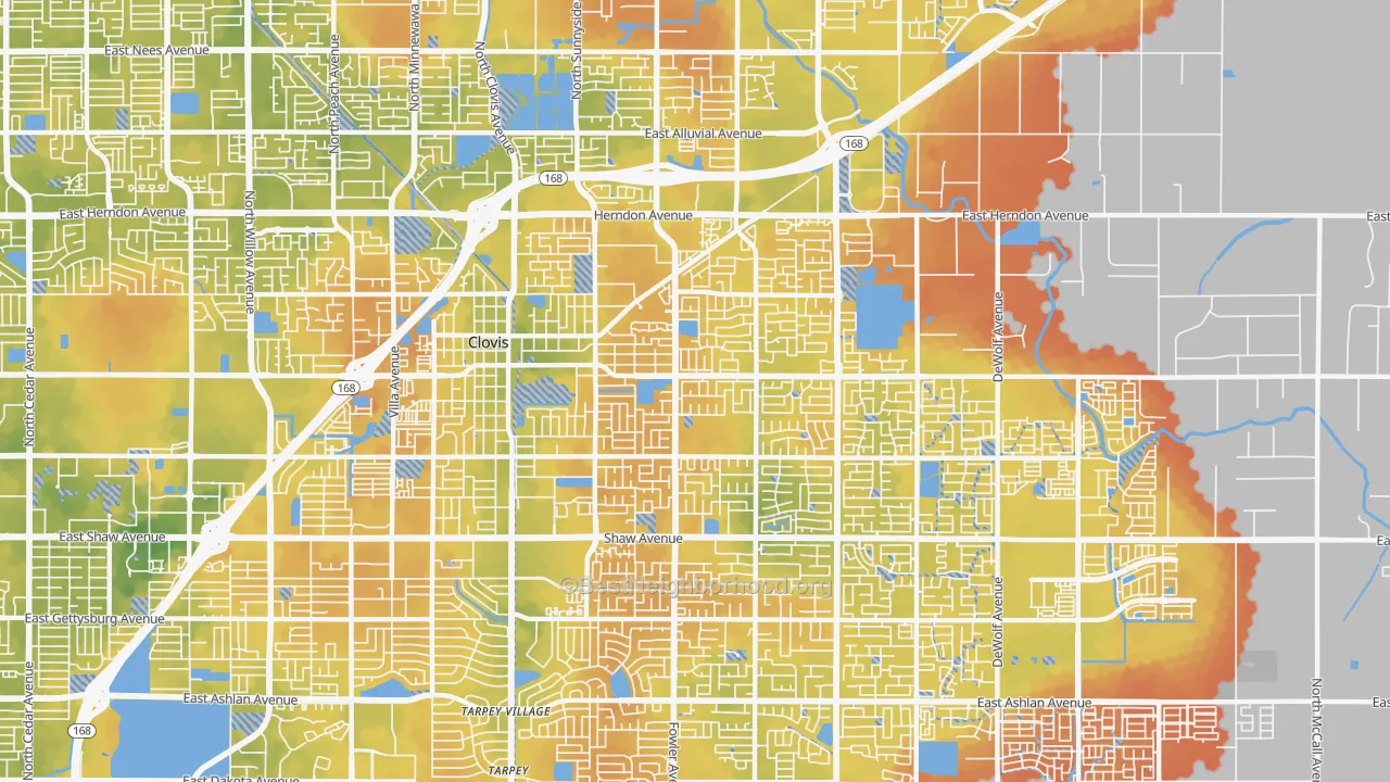 Bike Grade map of 93611, CA