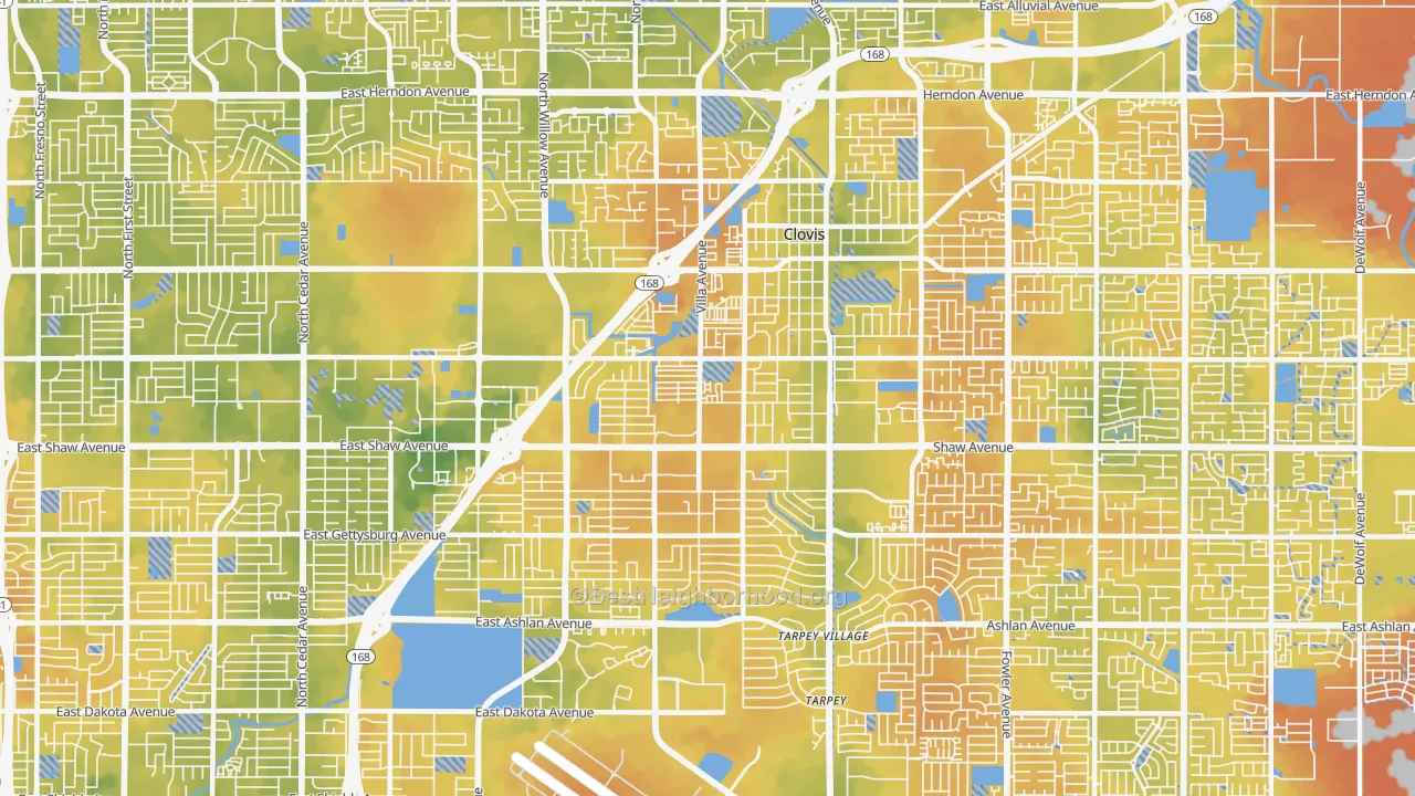 Bike Grade map of 93612, CA