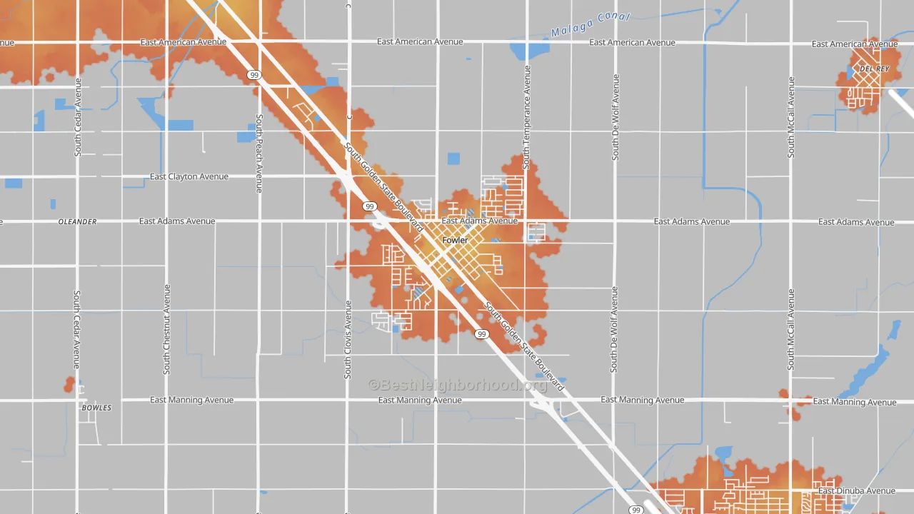 Bike Grade map of 93625, CA