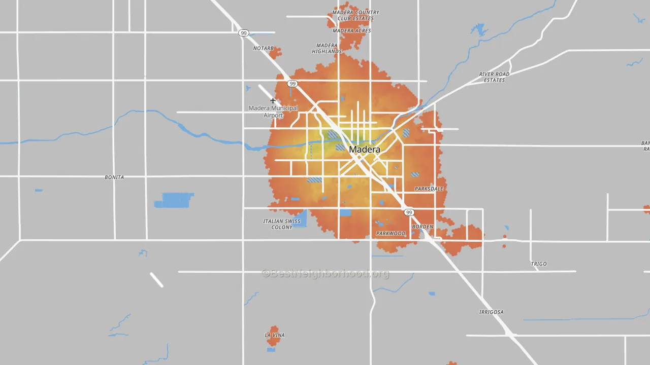 Bike Grade map of 93637, CA