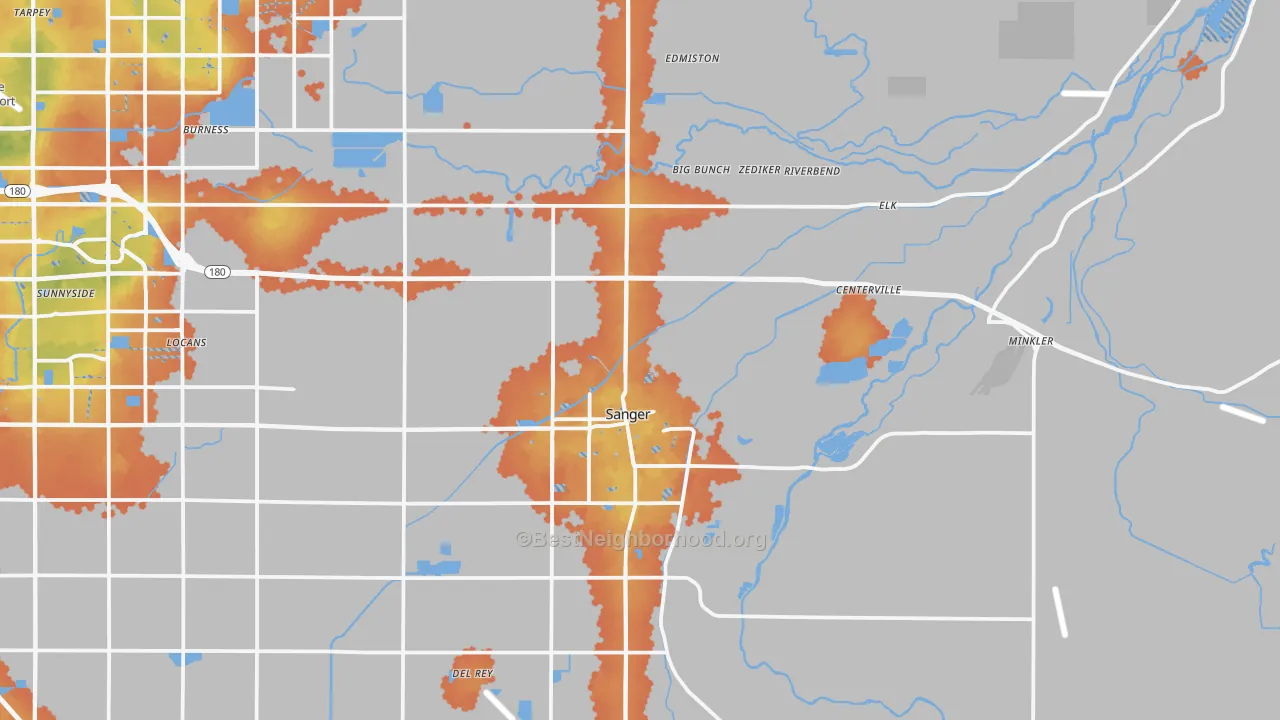 Bike Grade map of 93657, CA