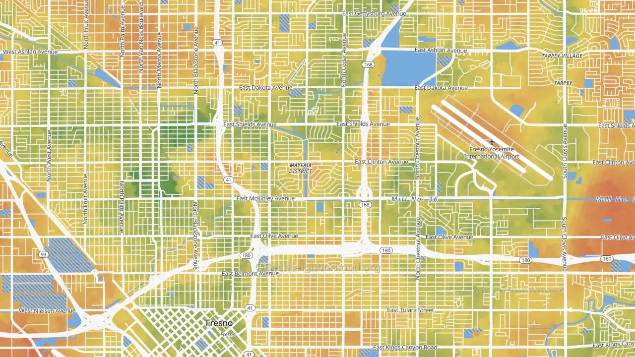 Bike Grade map of 93703, CA