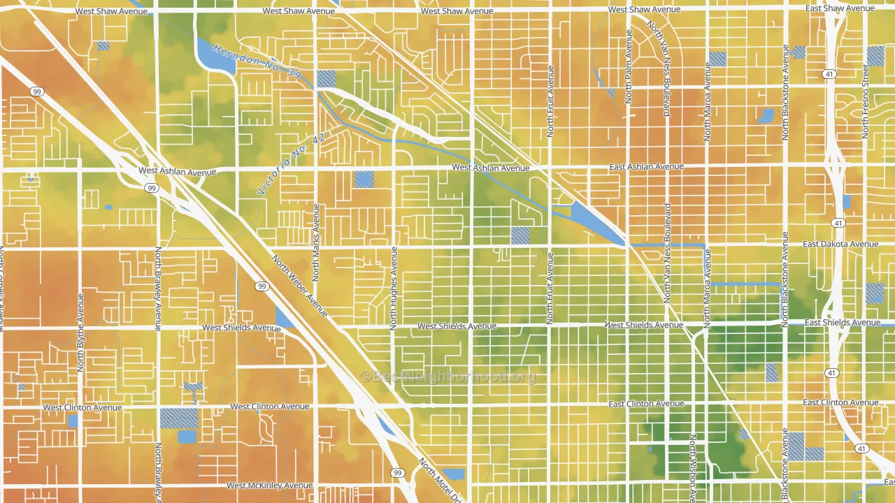 Bike Grade map of 93705, CA