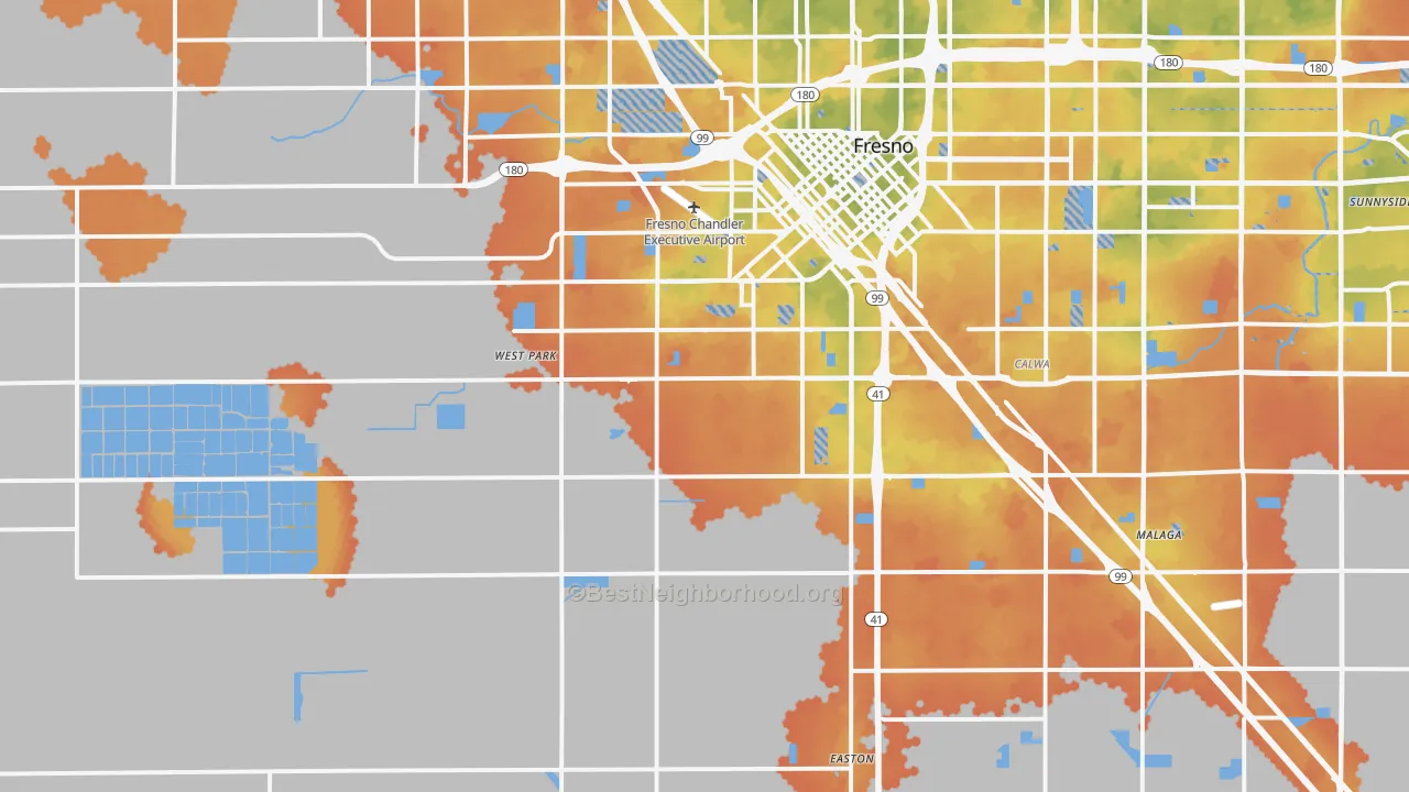 Bike Grade map of 93706, CA