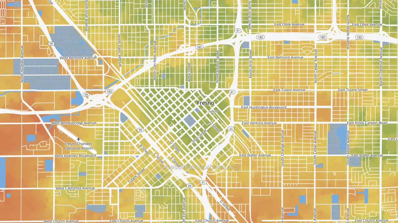 Bike Grade map of 93721, CA