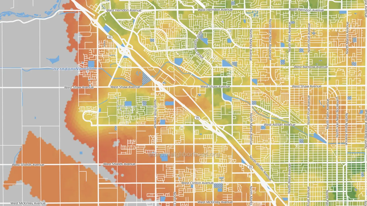 Bike Grade map of 93722, CA