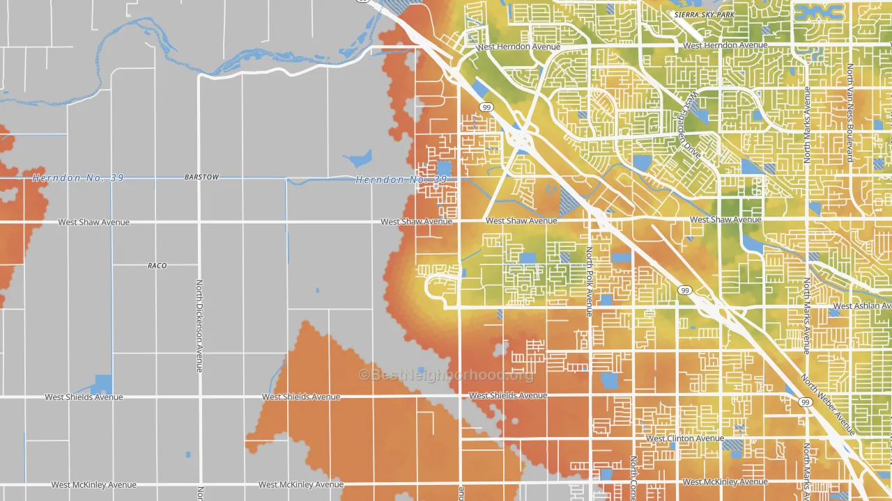Bike Grade map of 93723, CA