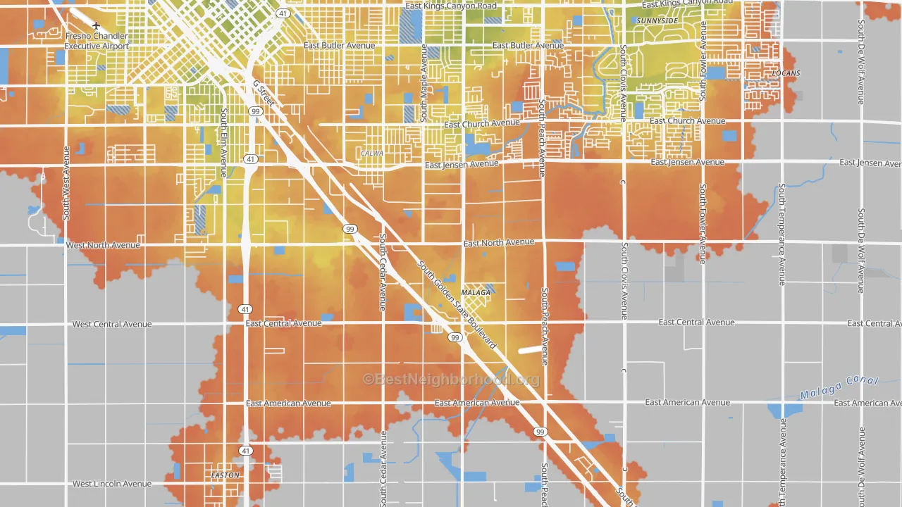 Bike Grade map of 93725, CA
