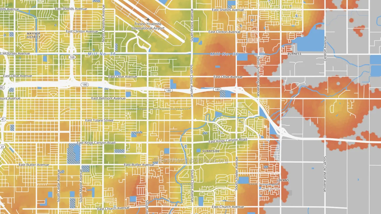 Bike Grade map of 93727, CA