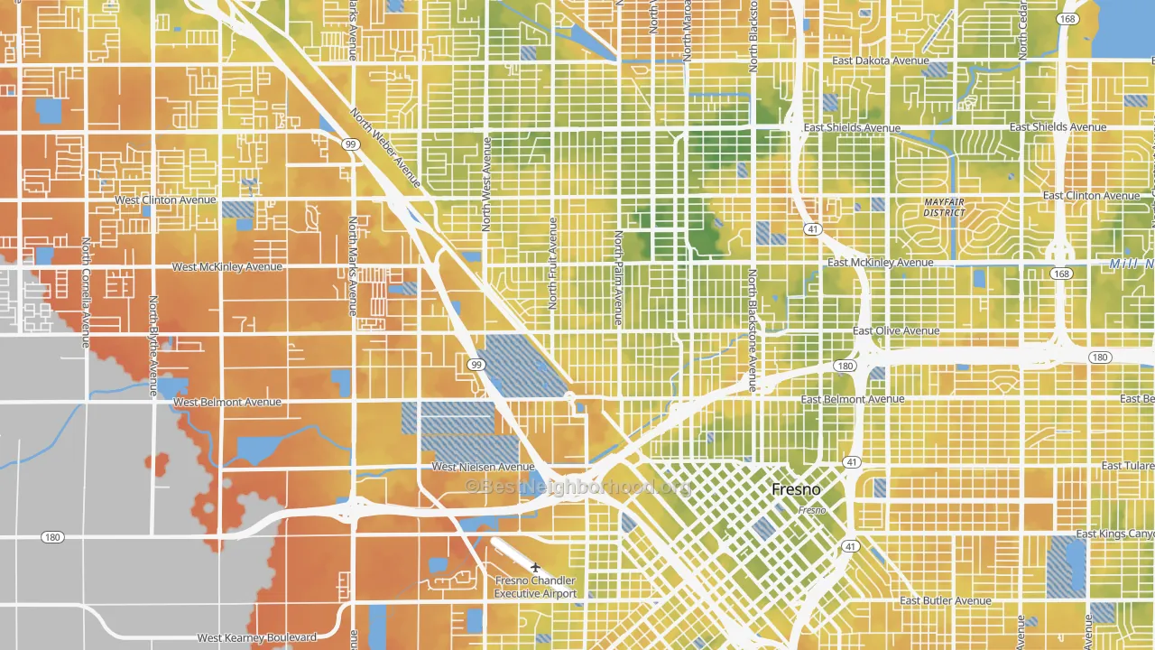 Bike Grade map of 93728, CA