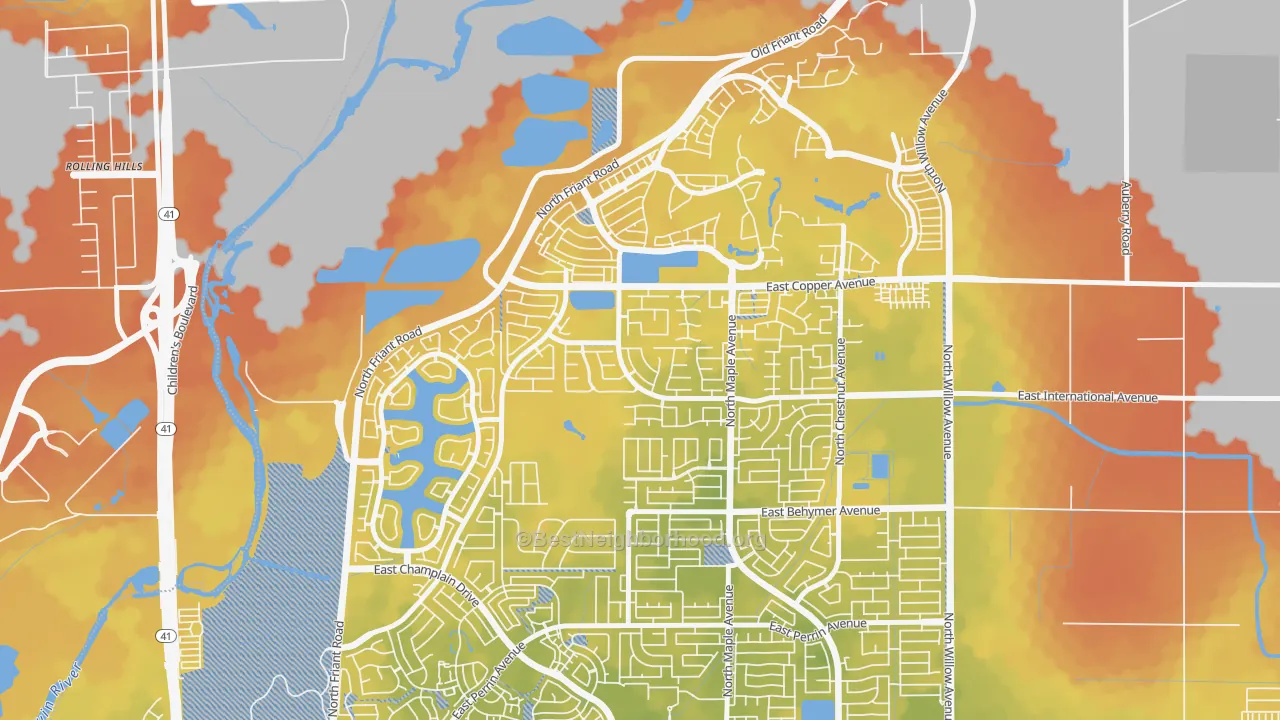 Bike Grade map of 93730, CA