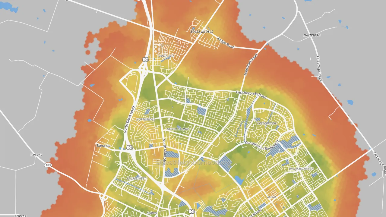 Bike Grade map of 93906, CA