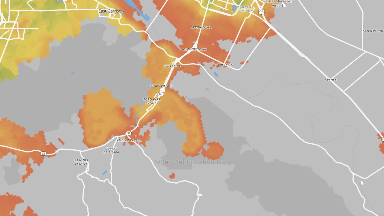 Bike Grade map of 93908, CA