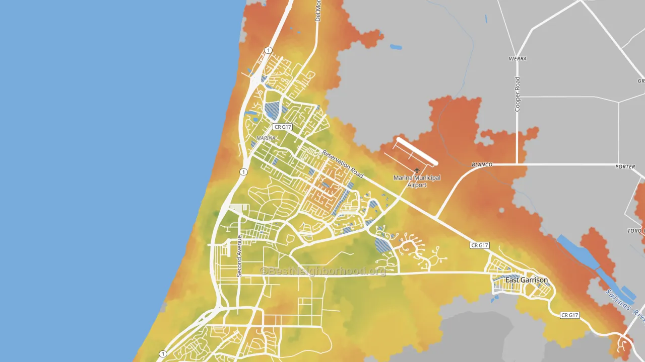 Bike Grade map of 93933, CA
